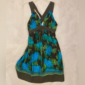 Chic Backless Blue and Green Dress